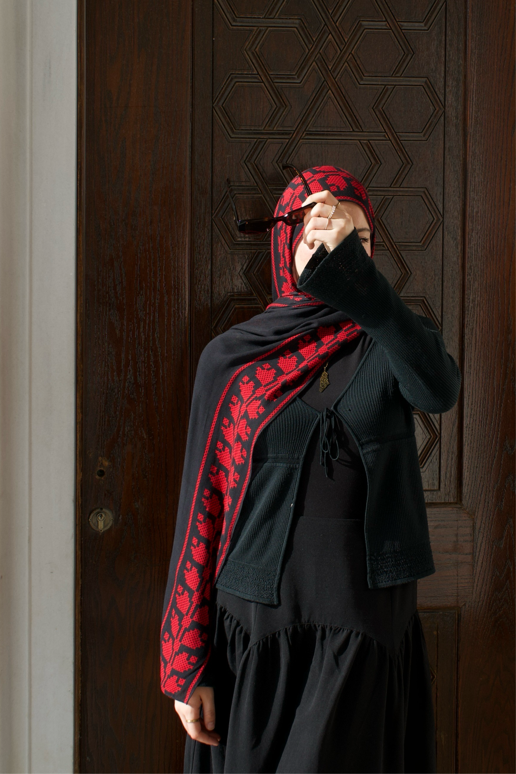 Red and Black Tatreez Modal ZEINA Red and Black Tatreez Modal ZEINA